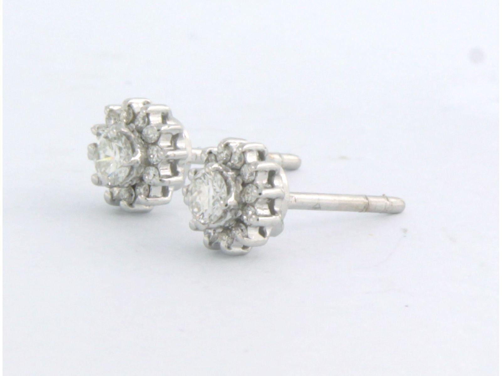 Women's Earrings studs with diamonds 0.38ct 18k white gold For Sale