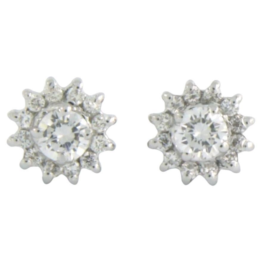 Earrings studs with diamonds 0.38ct 18k white gold For Sale