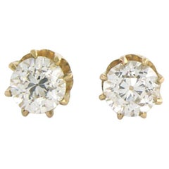 Pendientes con diamantes talla europea antigua hasta 0,76 ct Oro amarillo de 14k