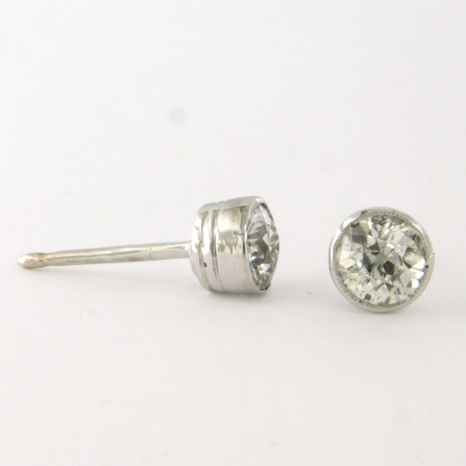 Earrings studs with old European cut diamonds up to 1.10ct b14k gold 1.8 grams For Sale 1
