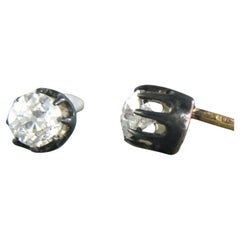 Earrings studs with old mine cut diamonds up to 0.70ct 18k pink gold and silver