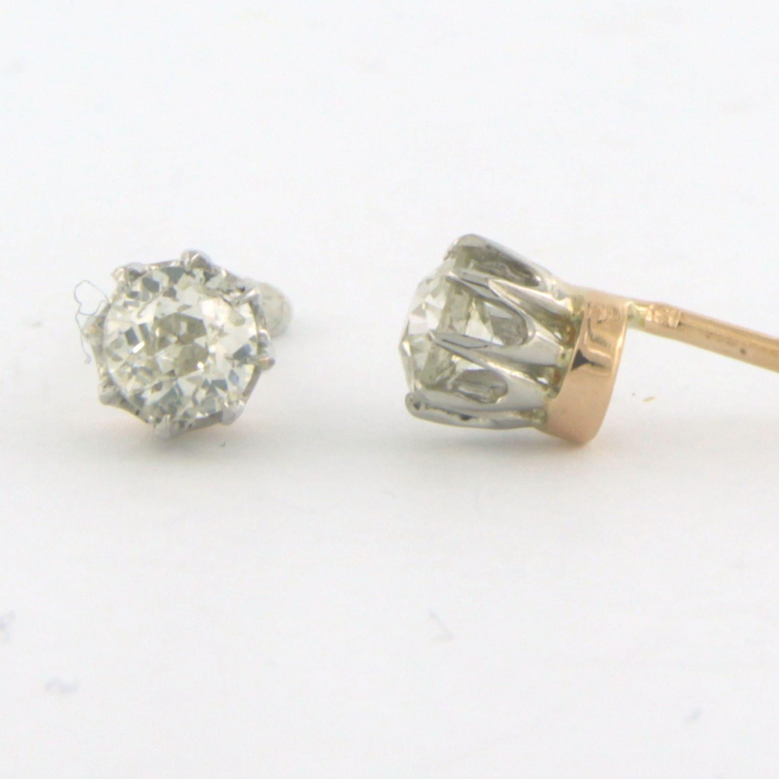 Ohrstecker mit Diamanten im alten Minenschliff bis zu 0,80 Karat 18 Karat zweifarbiges Gold Damen im Angebot