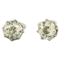 Earrings studs with old mine cut diamonds up to 0.80ct 18k bicolour gold