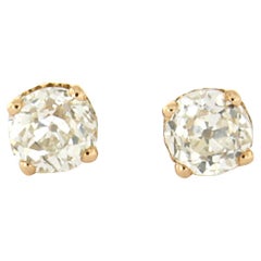 Earrings studs with old mine cut diamonds up to 0.84ct 18k gold 1.6 grams