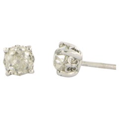Earrings studs with old mine cut diamonds up to 1.34ct 18k white gold Earrings studs with old mine cut diamonds up to 1.34ct 18k white gold