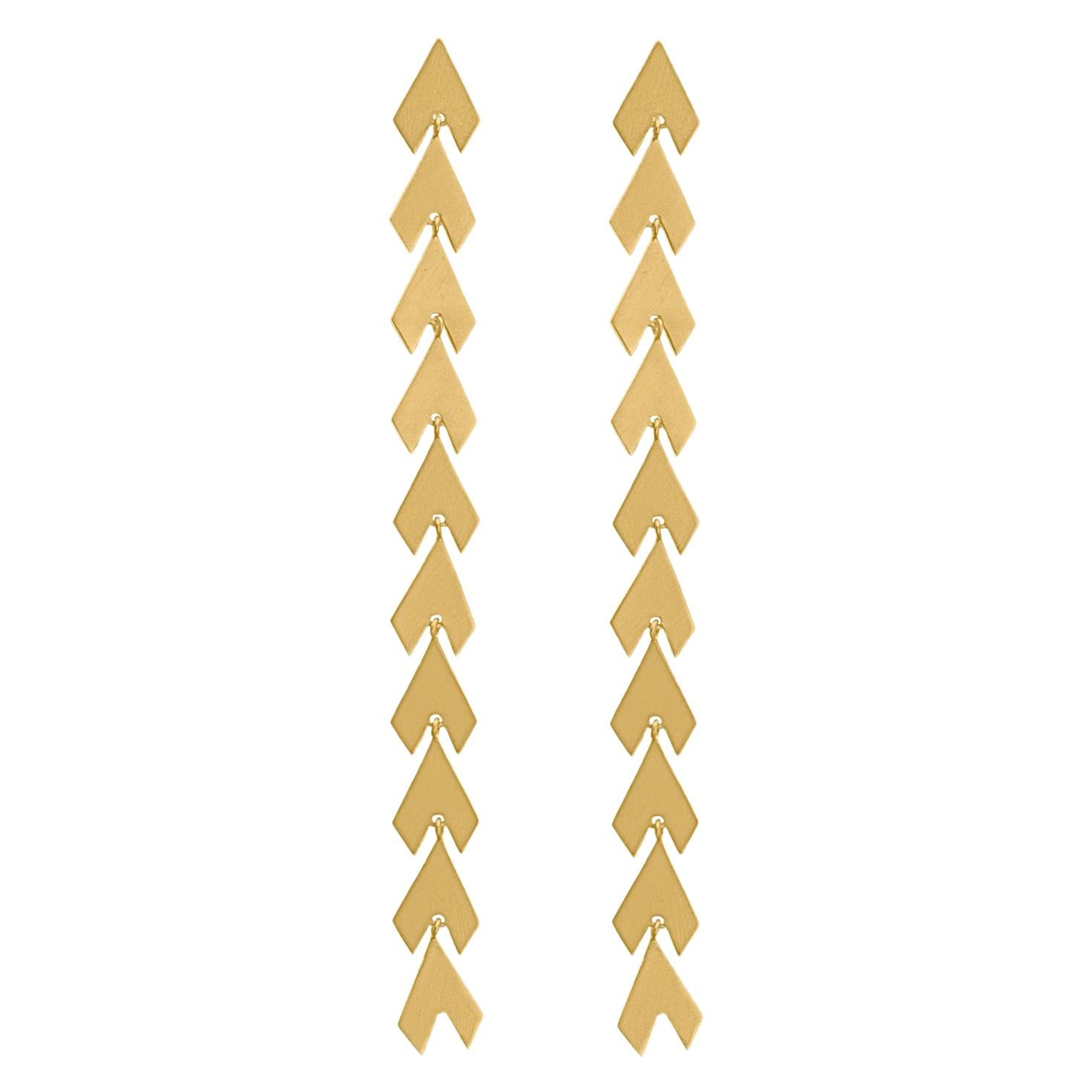 Earrings Timeless Long Drop 18k Gold-Plated Sterling Silver Arrow Shaped Greek