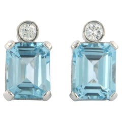 Earrings Topaz and diamond 14k white gold