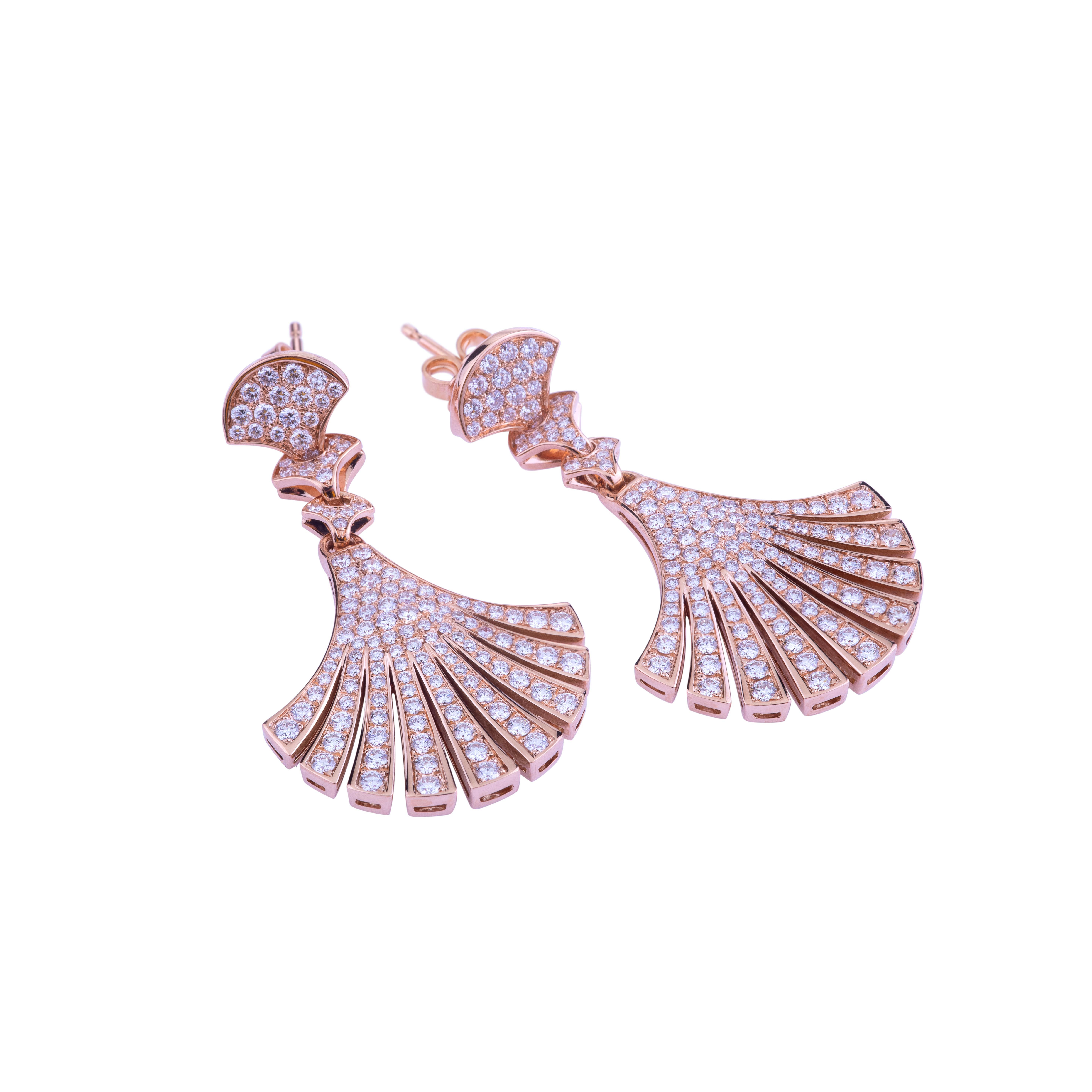 14k rose gold wave dangle earrings