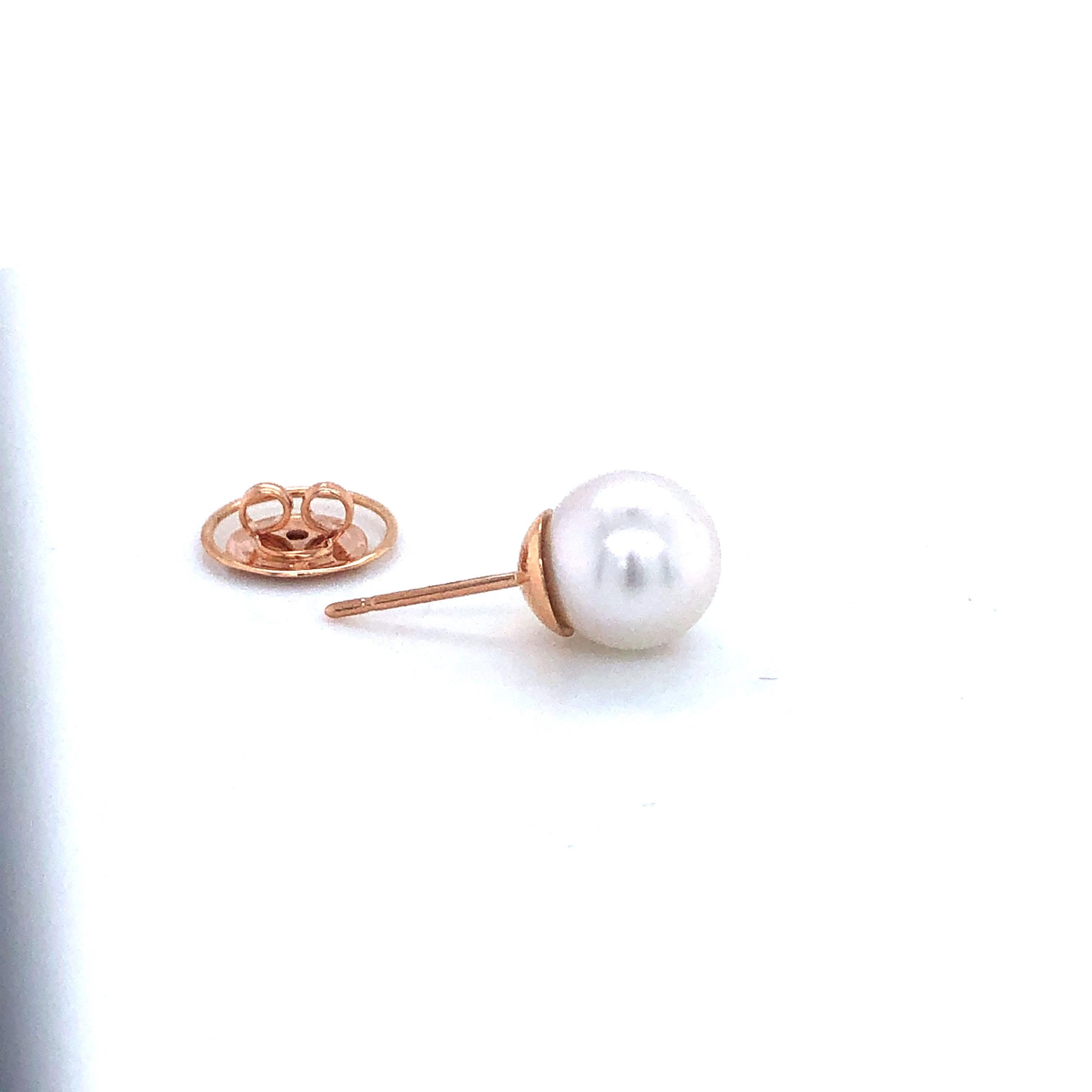 Women's Earrings White South Sea Pearl Rose Gold 18 Karat 