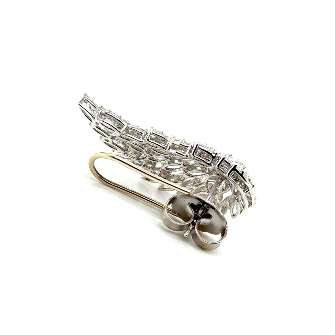 Round Cut Earrings Wings 18kt White Gold Diamonds For Sale