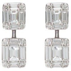 Earrings with 1.15 Ct of Baguette and Brilliant Cut Diamonds