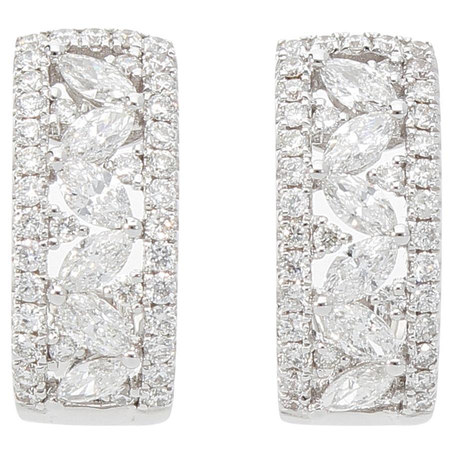 Earrings with 1.50 Ct of Navette and Brilliant Cut Diamonds Made in Italy For Sale