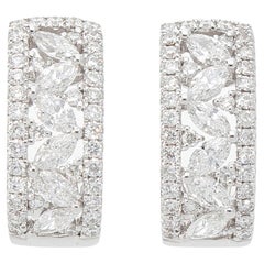 Earrings with 1.50 Ct of Navette and Brilliant Cut Diamonds Made in Italy