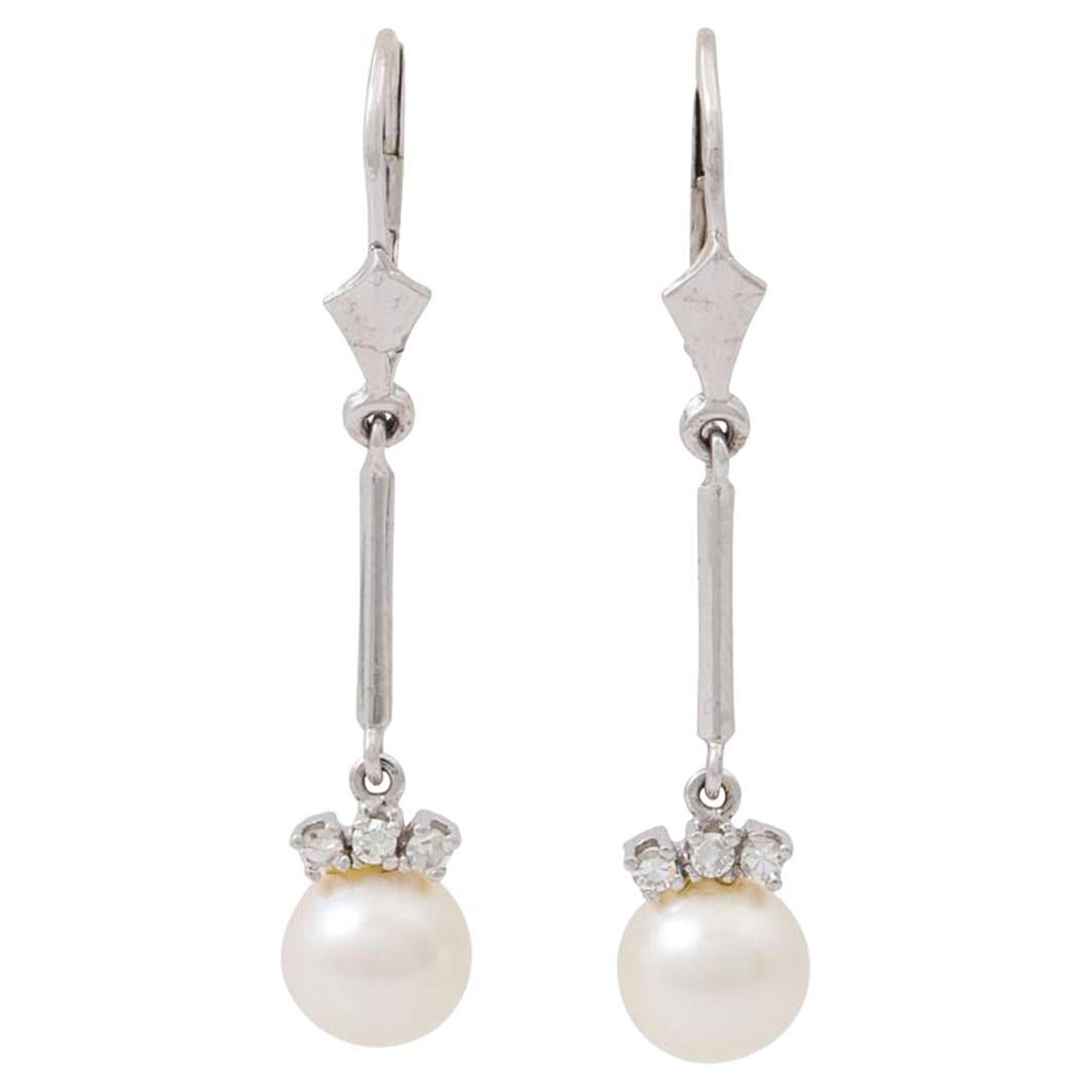 Orecchini con 2 perle Akoya in vendita