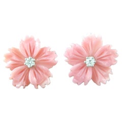 Earrings with agate and diamond 18k white gold