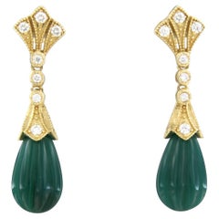 Pendientes con ágata y diamantes talla única hasta 0,28 ct Oro amarillo de 14k