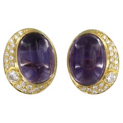 Earrings with amethyst and brilliant cut diamonds up to 1.40ct 14k gold 15.6 gr