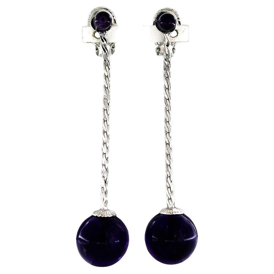 Earrings with amethysts 14k white gold