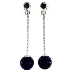 Earrings with amethysts 14k white gold