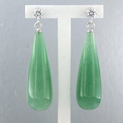 Earrings with Aventurine and brilliant cut diamonds up to 0.34ct 18k gold 9.6 gr