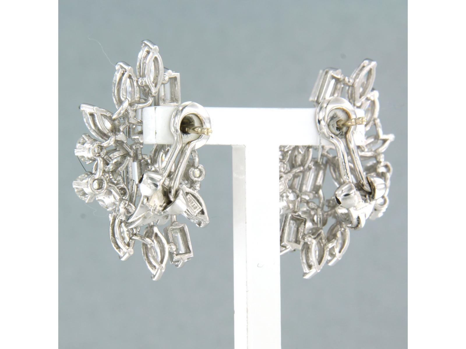 Modern Earrings with baguette, marquise and brilliant cut diamond platinum and 18k gold For Sale