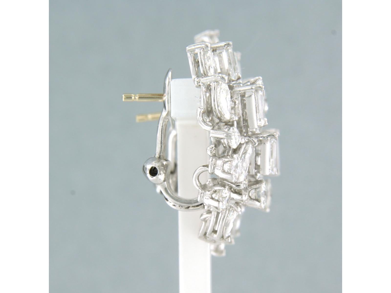 Brilliant Cut Earrings with baguette, marquise and brilliant cut diamond platinum and 18k gold For Sale