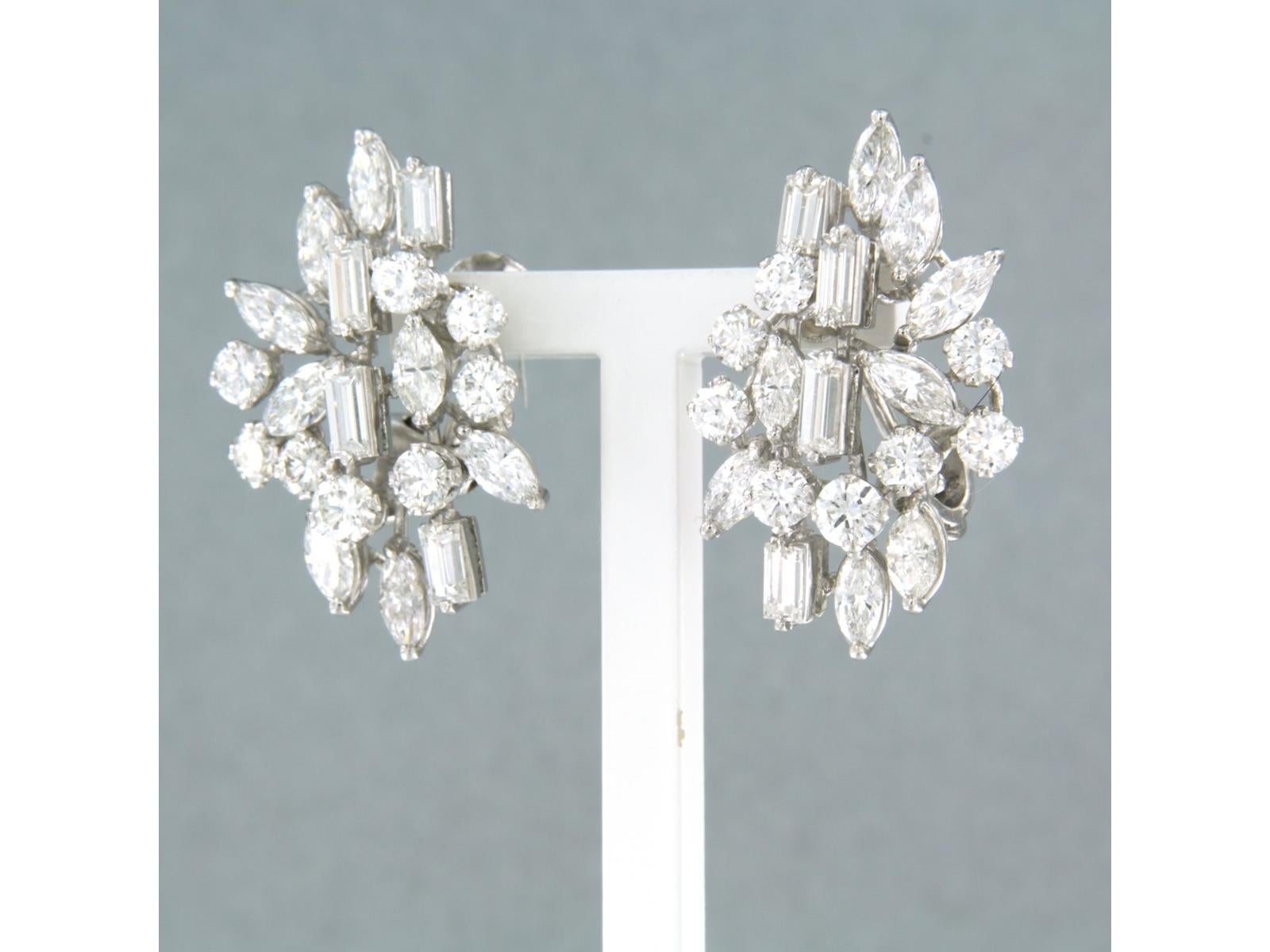Women's Earrings with baguette, marquise and brilliant cut diamond platinum and 18k gold For Sale