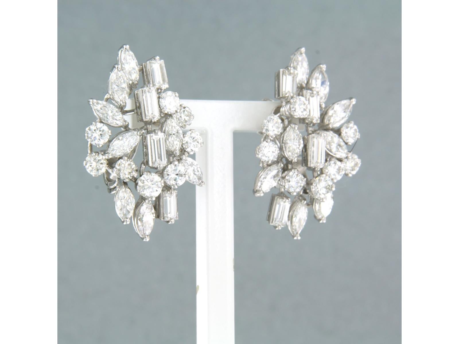 Earrings with baguette, marquise and brilliant cut diamond platinum and 18k gold For Sale 1