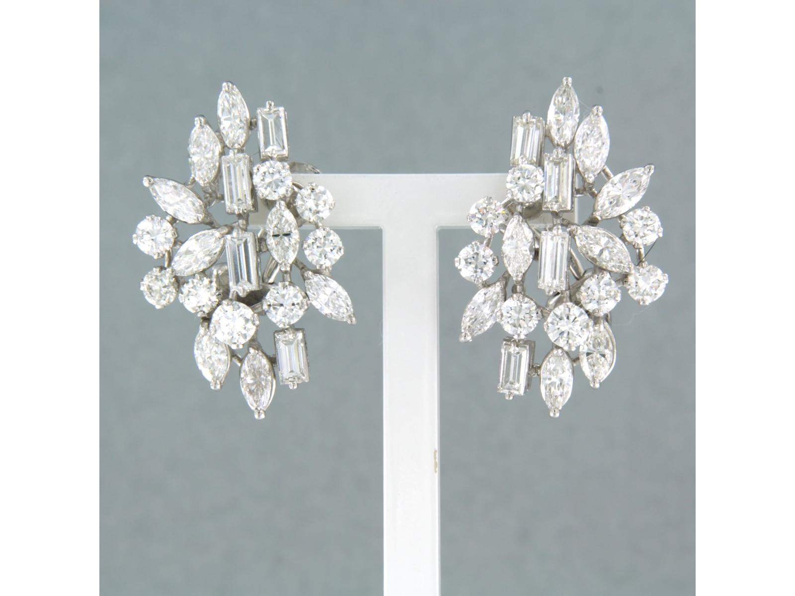 Earrings with baguette, marquise and brilliant cut diamond platinum and 18k gold For Sale 2