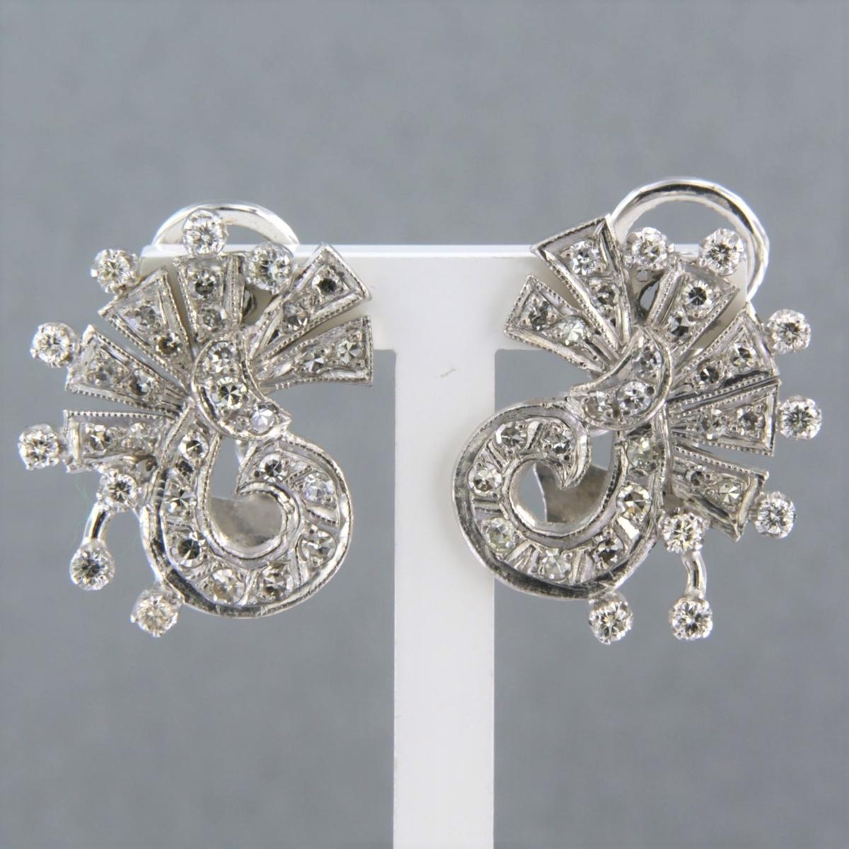 Pendientes con diamantes talla brillante y talla única hasta 1,40ct Oro de 14k 8,5 gramos en venta 1