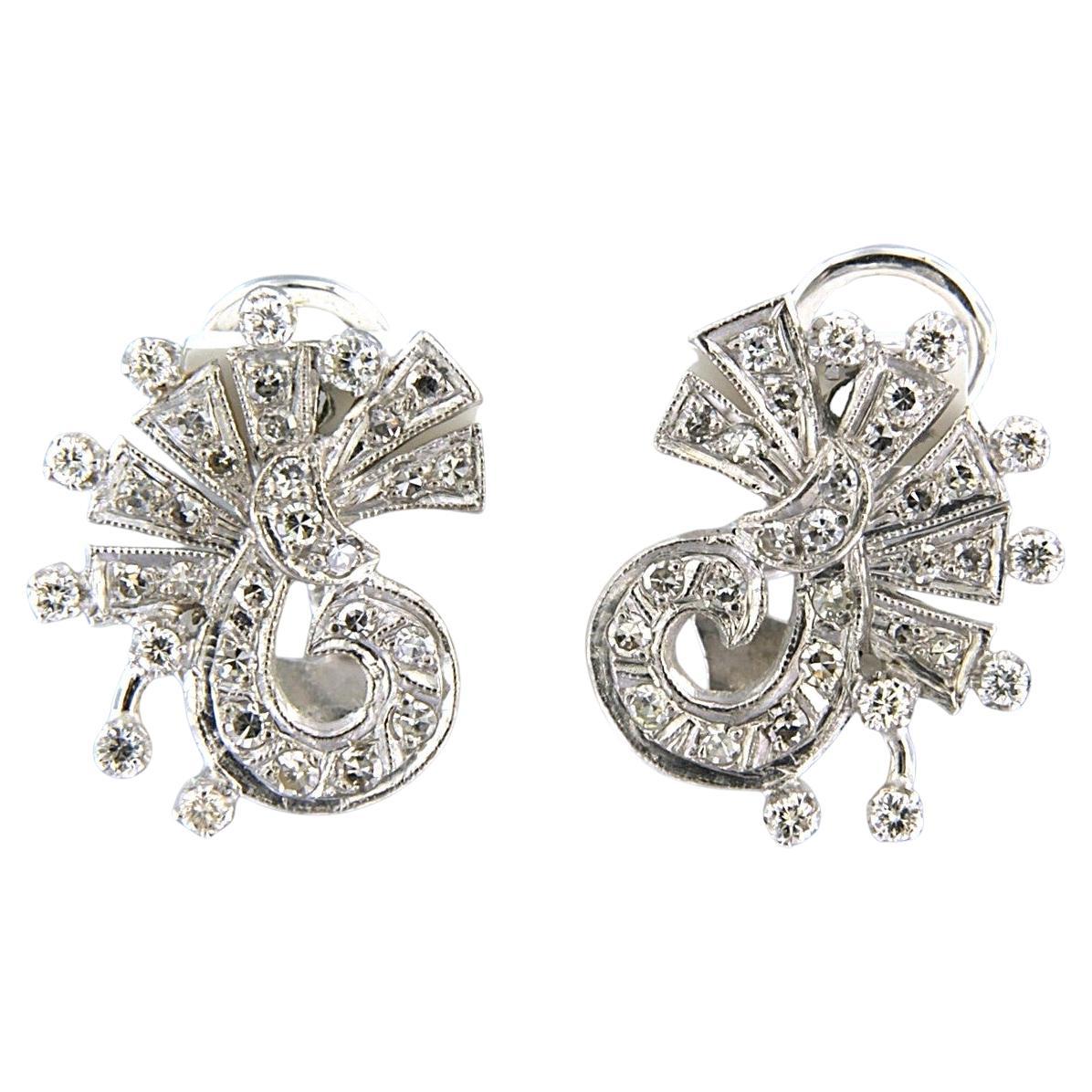 Orecchini con diamanti a taglio brillante e singolo fino a 1,40ct in oro 14k 8,5 grammi