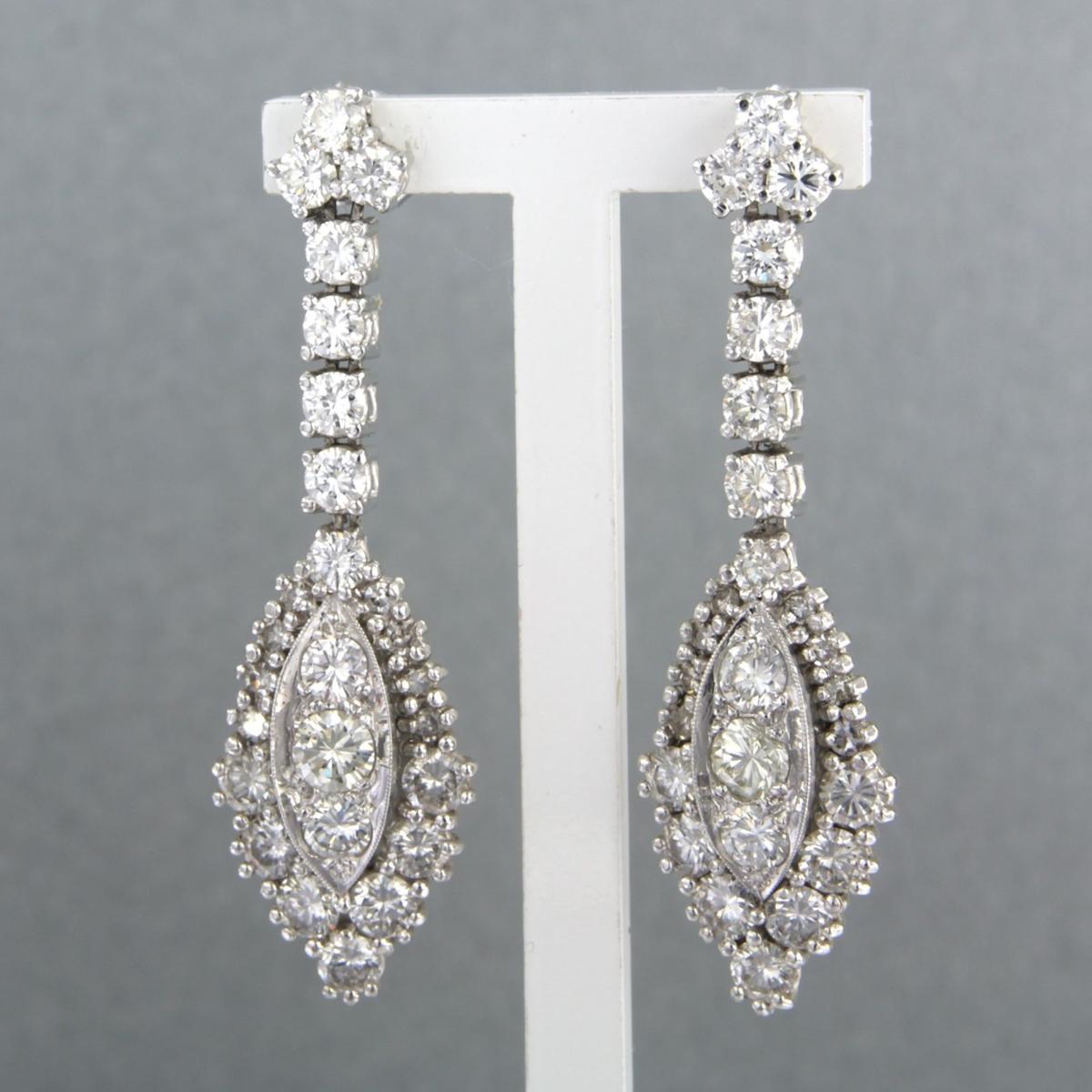 Boucles d'oreilles avec diamants brillants et taille unique jusqu'à 4,50 ct Or 14k 12,8 grammes Excellent état - En vente à The Hague, ZH
