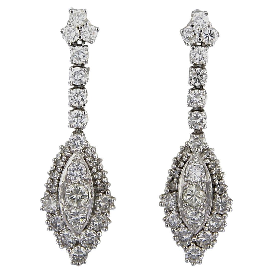Boucles d'oreilles avec diamants brillants et taille unique jusqu'à 4,50 ct Or 14k 12,8 grammes