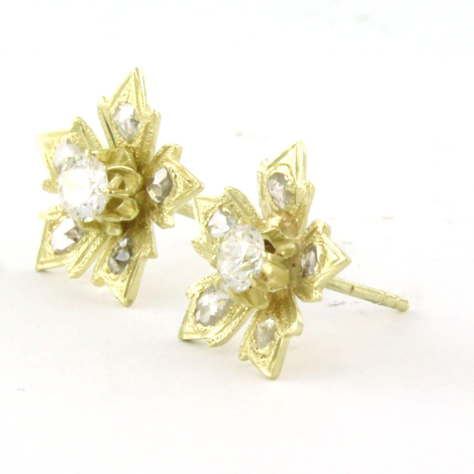 Moderne Boucles d'oreilles avec diamants taille brillant et taille rose jusqu'à 0,80ct Or 14k 4,0 grammes en vente