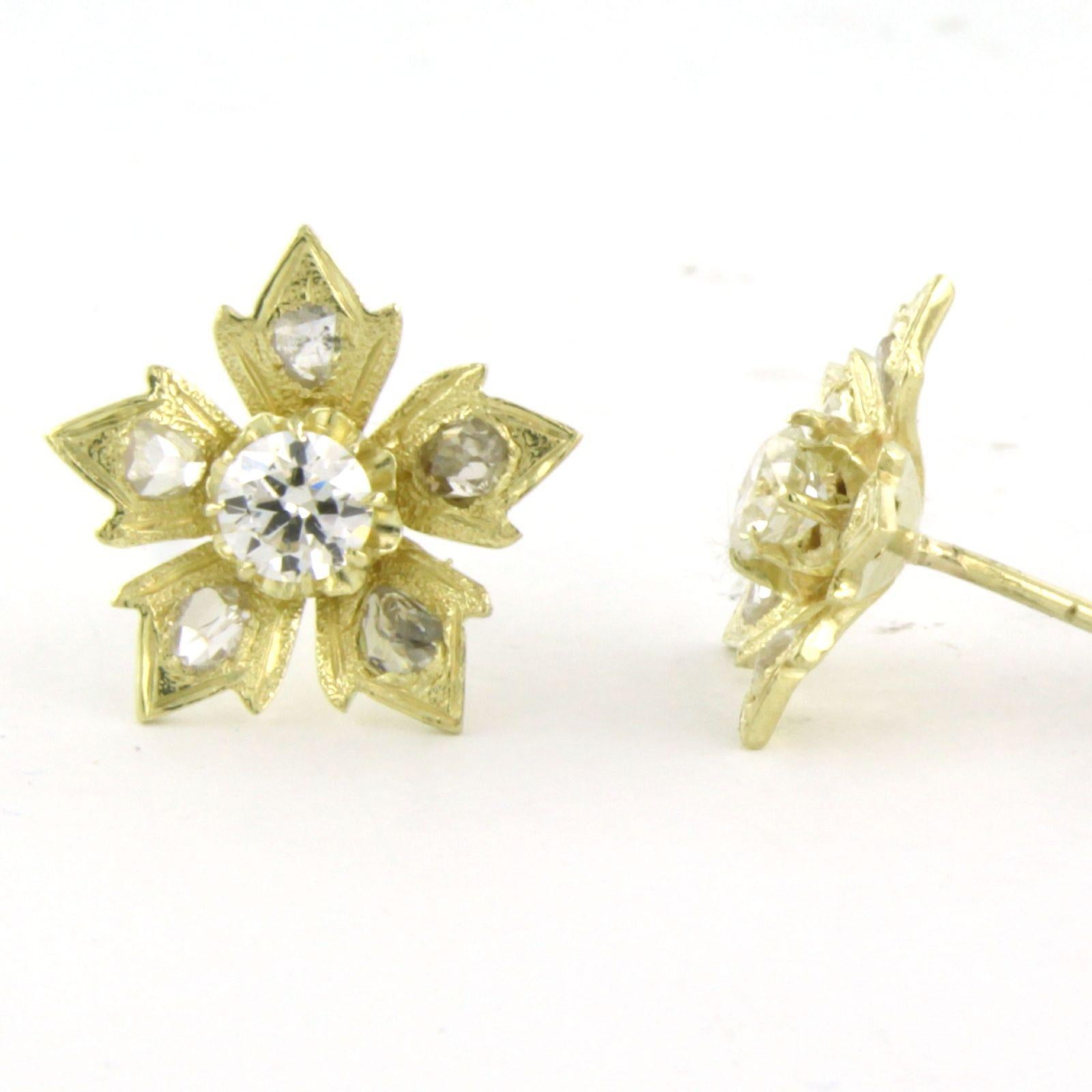 Boucles d'oreilles avec diamants taille brillant et taille rose jusqu'à 0,80ct Or 14k 4,0 grammes Pour femmes en vente