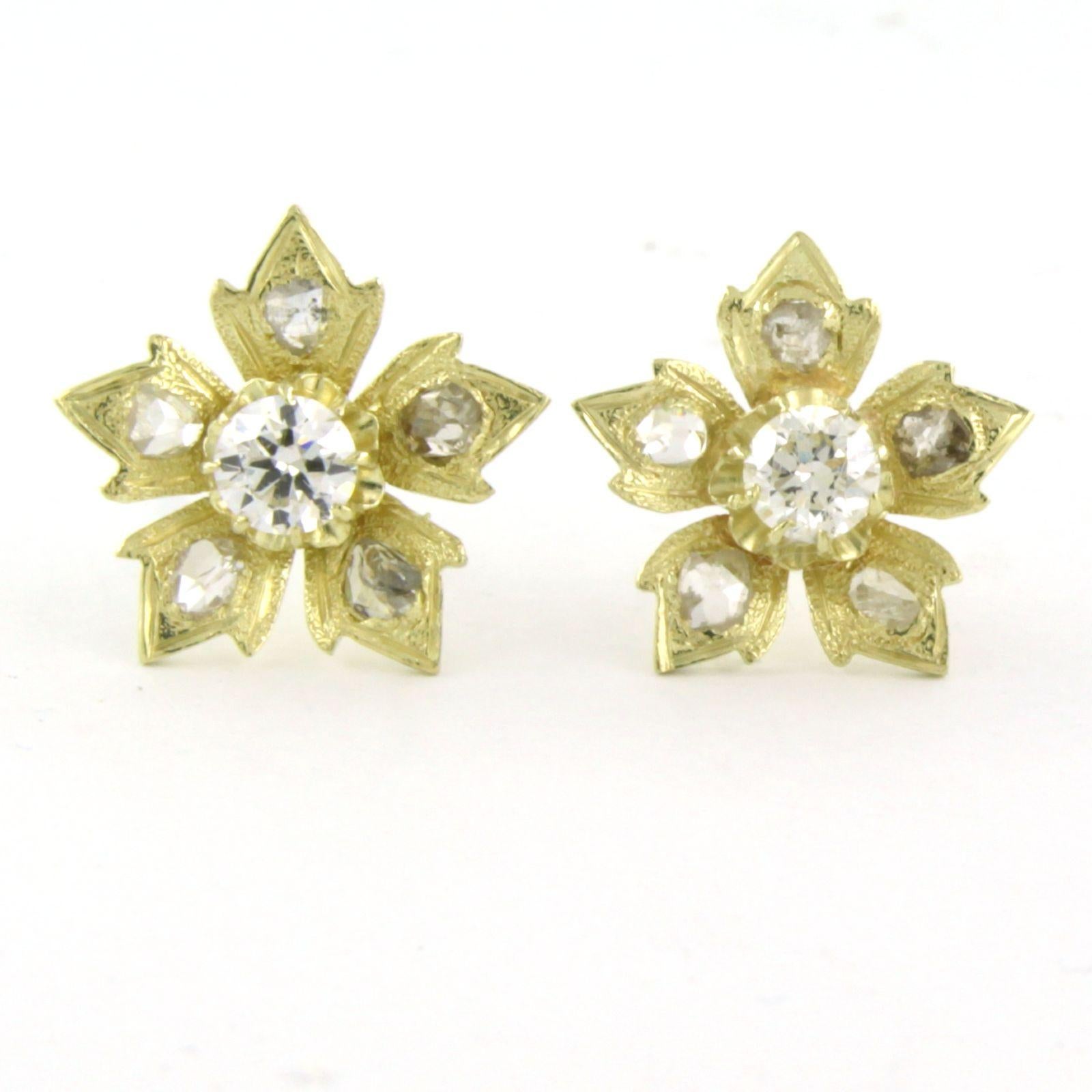 Boucles d'oreilles avec diamants taille brillant et taille rose jusqu'à 0,80ct Or 14k 4,0 grammes en vente 1