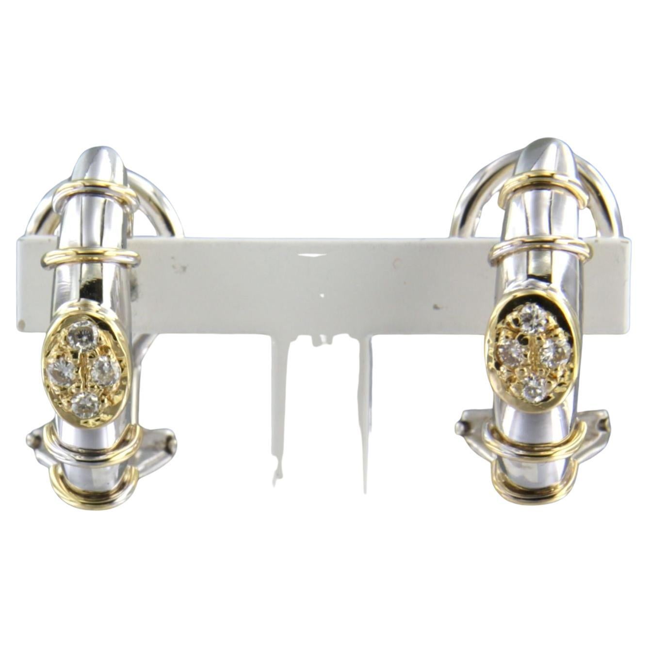 Pendientes con diamantes talla brillante hasta 0,08ct - 6,5 gramos -oro bicolor 18k