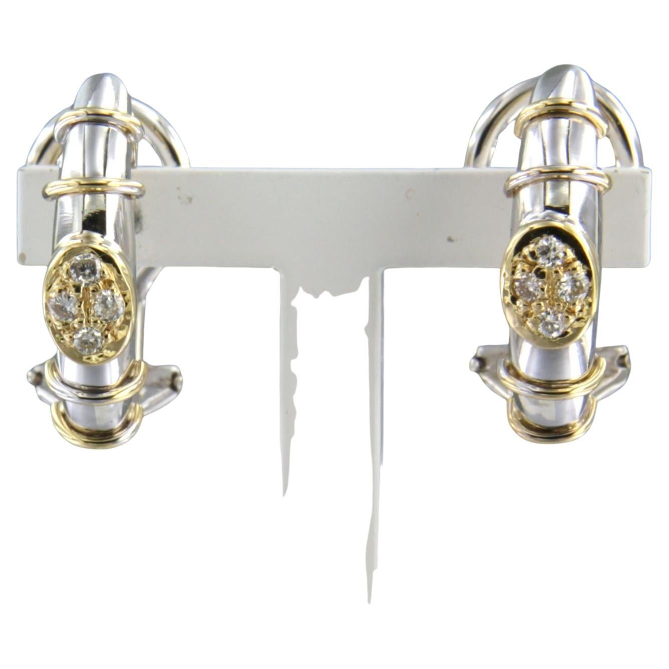 Pendientes con diamantes talla brillante hasta 0,08ct - 6,5 gramos -oro bicolor 18k