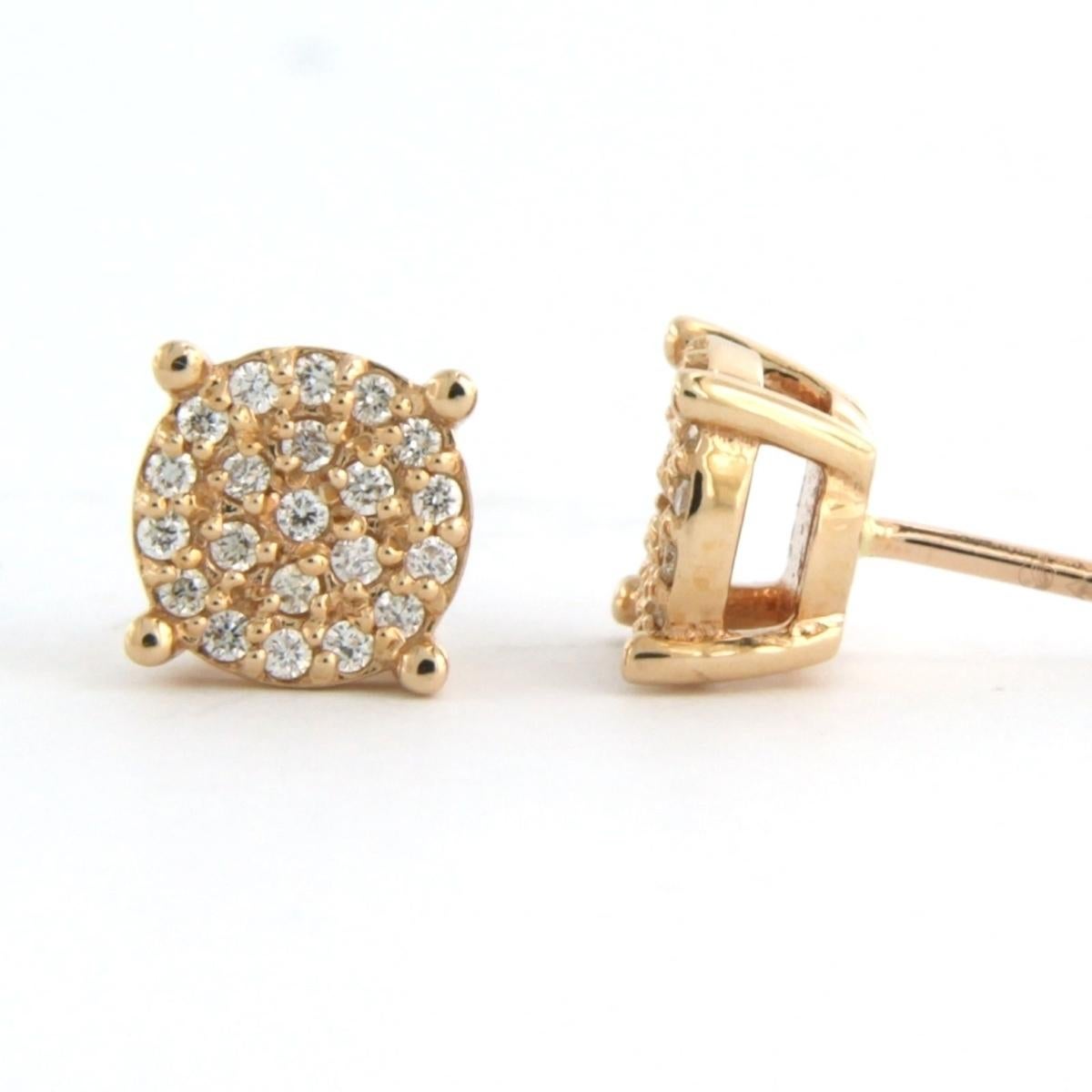 Pendientes con diamantes talla brillante de hasta 0,20 ct 2,8 gramos Oro rosa de 14k Moderno en venta