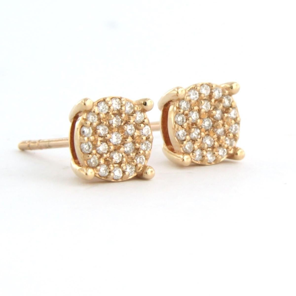 Pendientes con diamantes talla brillante de hasta 0,20 ct 2,8 gramos Oro rosa de 14k en Excelente estado para la venta en The Hague, ZH