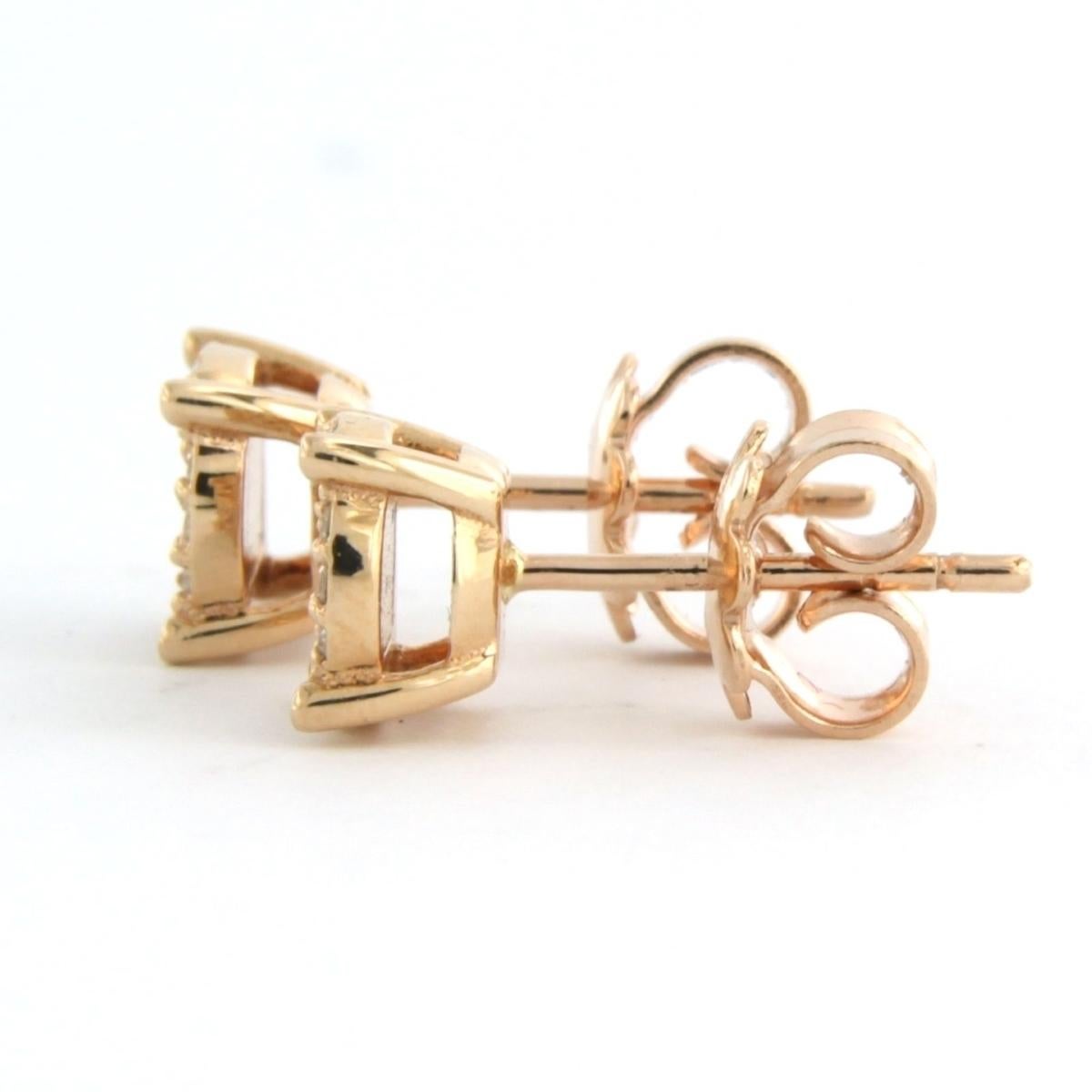 De las mujeres Pendientes con diamantes talla brillante de hasta 0,20 ct 2,8 gramos Oro rosa de 14k en venta