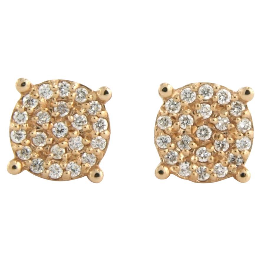 Earrings with brilliant cut diamonds up to 0.20ct 2.8 grams 14k pink gold