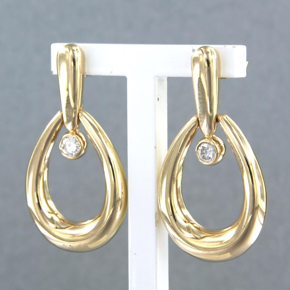 Taille brillant Boucles d'oreilles avec diamants taille brillant jusqu'à 0,25ct Or jaune 14k 9,3 grammes en vente