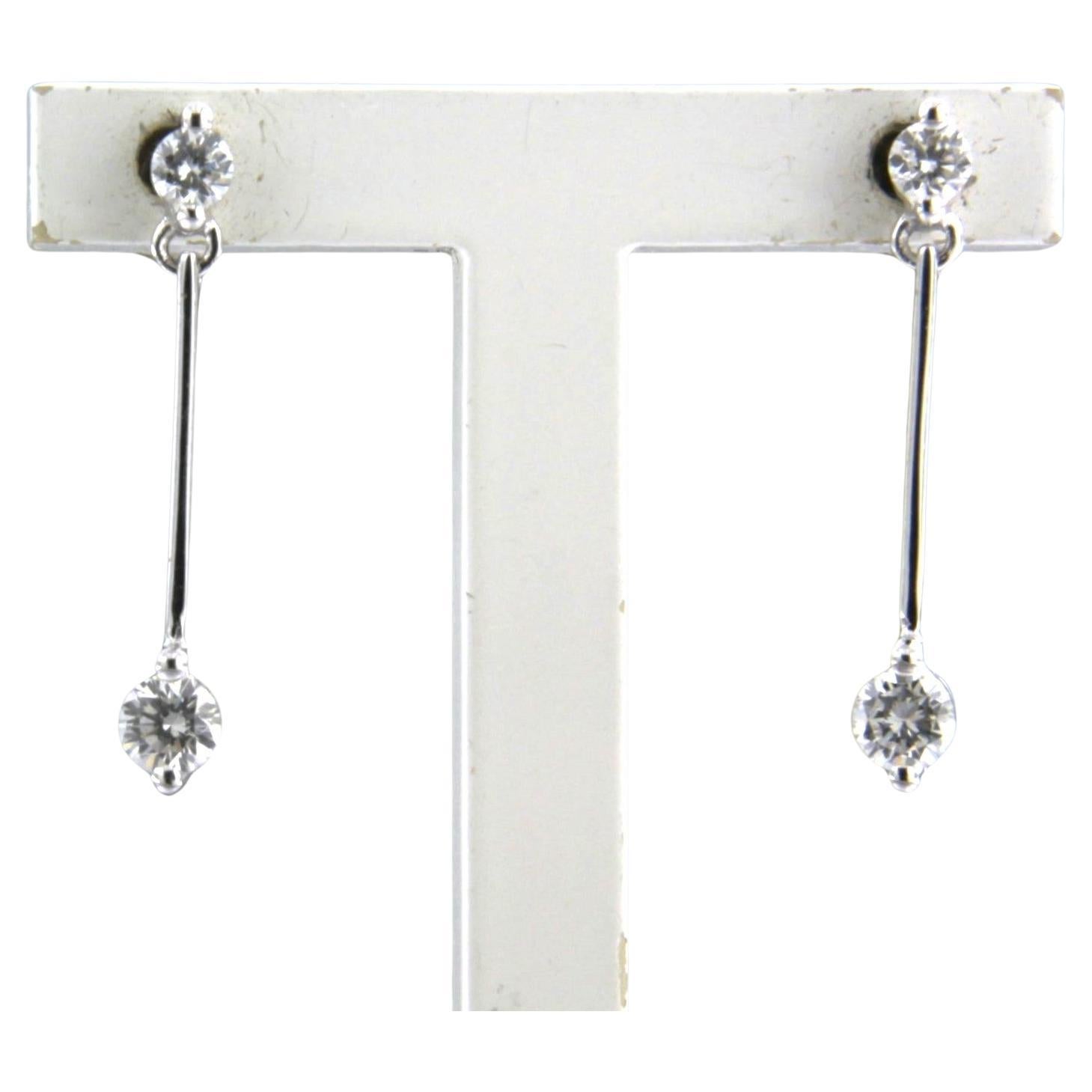 Earrings set with sapphire and brilliant cut diamonds up to 0.22ct 18k ...