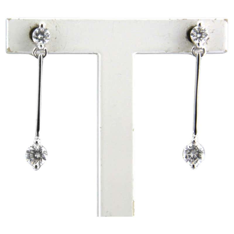 Earrings set with sapphire and brilliant cut diamonds up to 0.22ct 18k ...