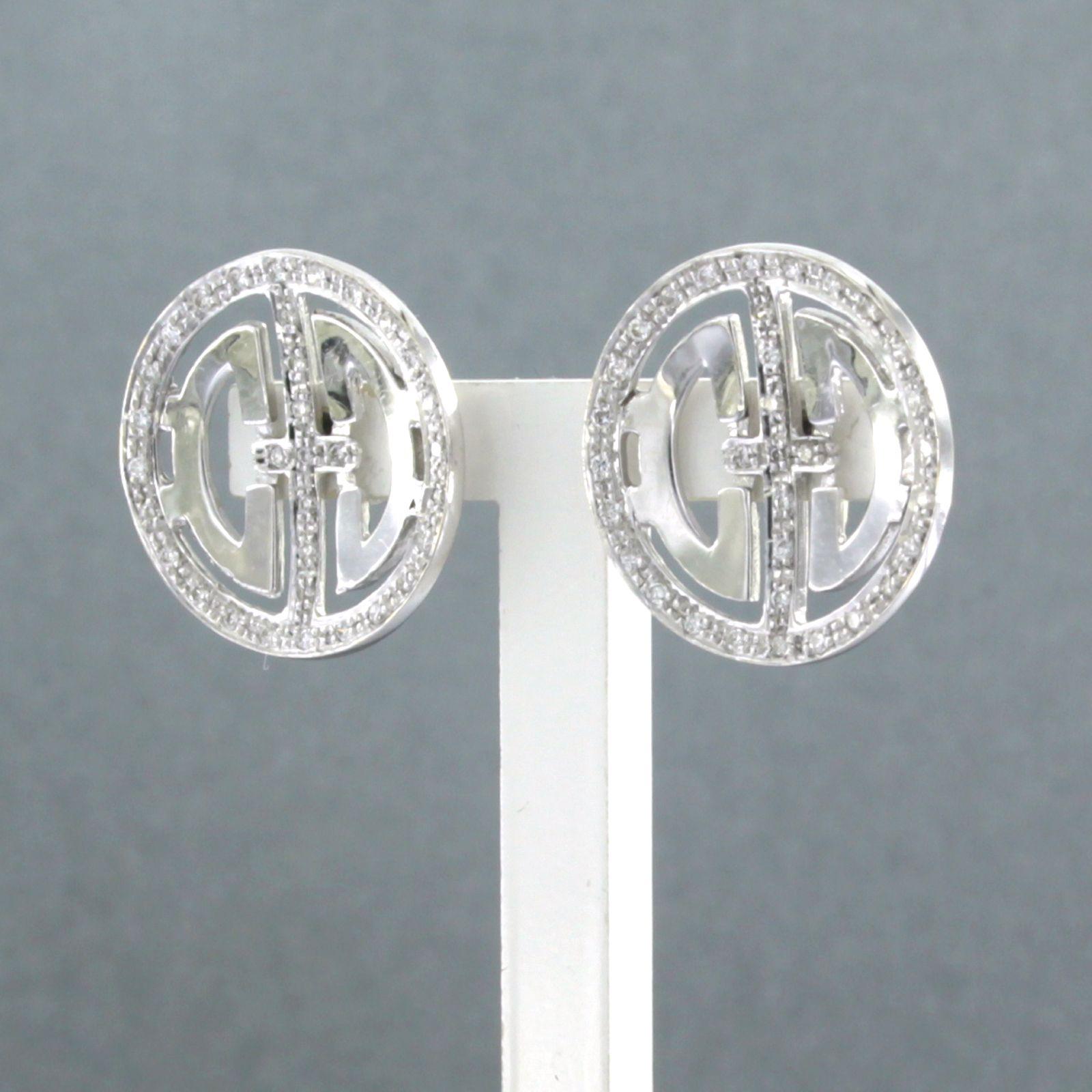 Boucles d'oreilles avec diamants taille brillant jusqu'à 0,33ct Or 18k 4,1 grammes en vente 1