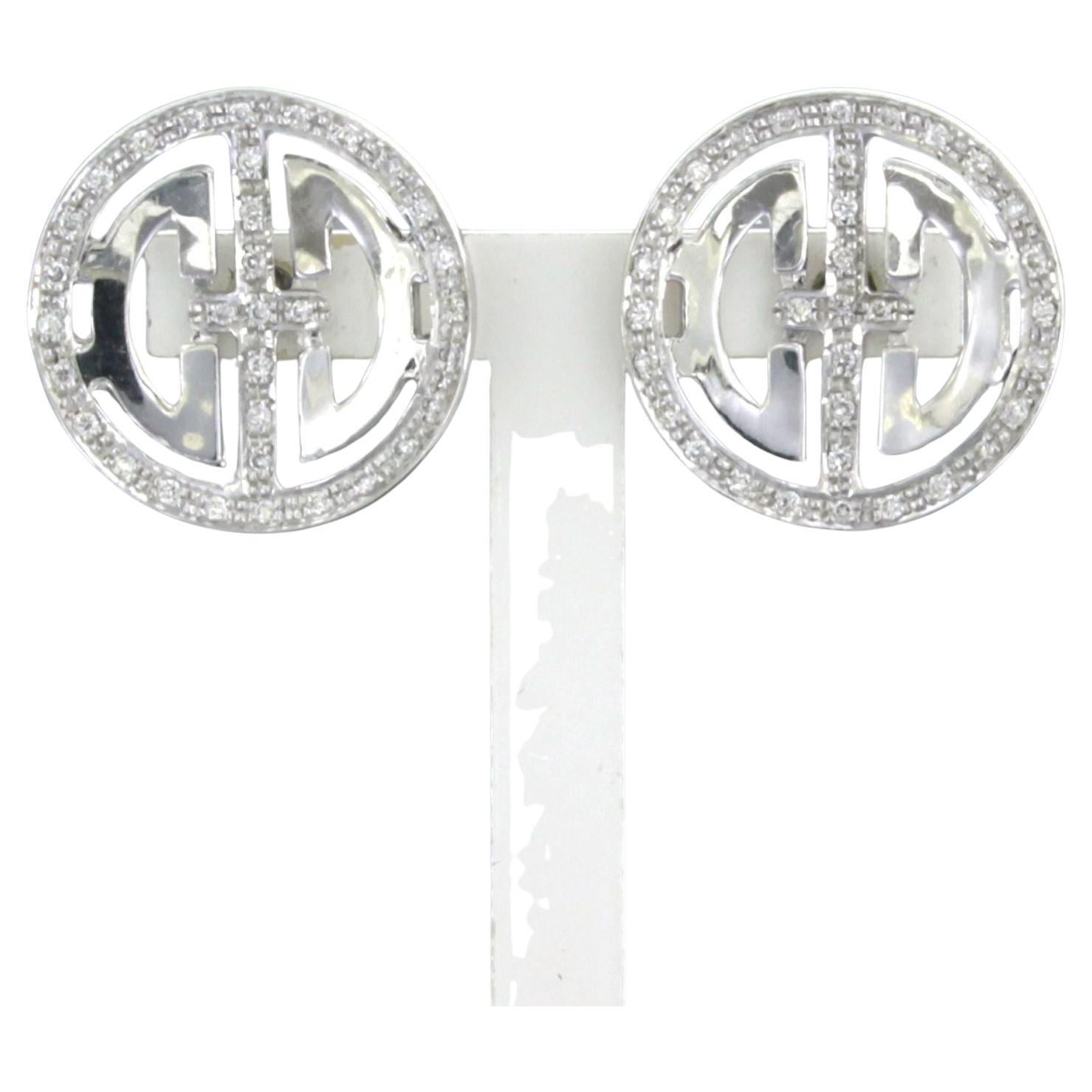 Earrings with brilliant cut diamonds up to 0.33ct 18k white gold 4.1 grams