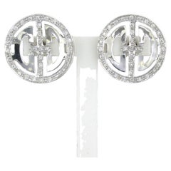 Boucles d'oreilles avec diamants taille brillant jusqu'à 0,33ct Or blanc 18k 4,1 grammes