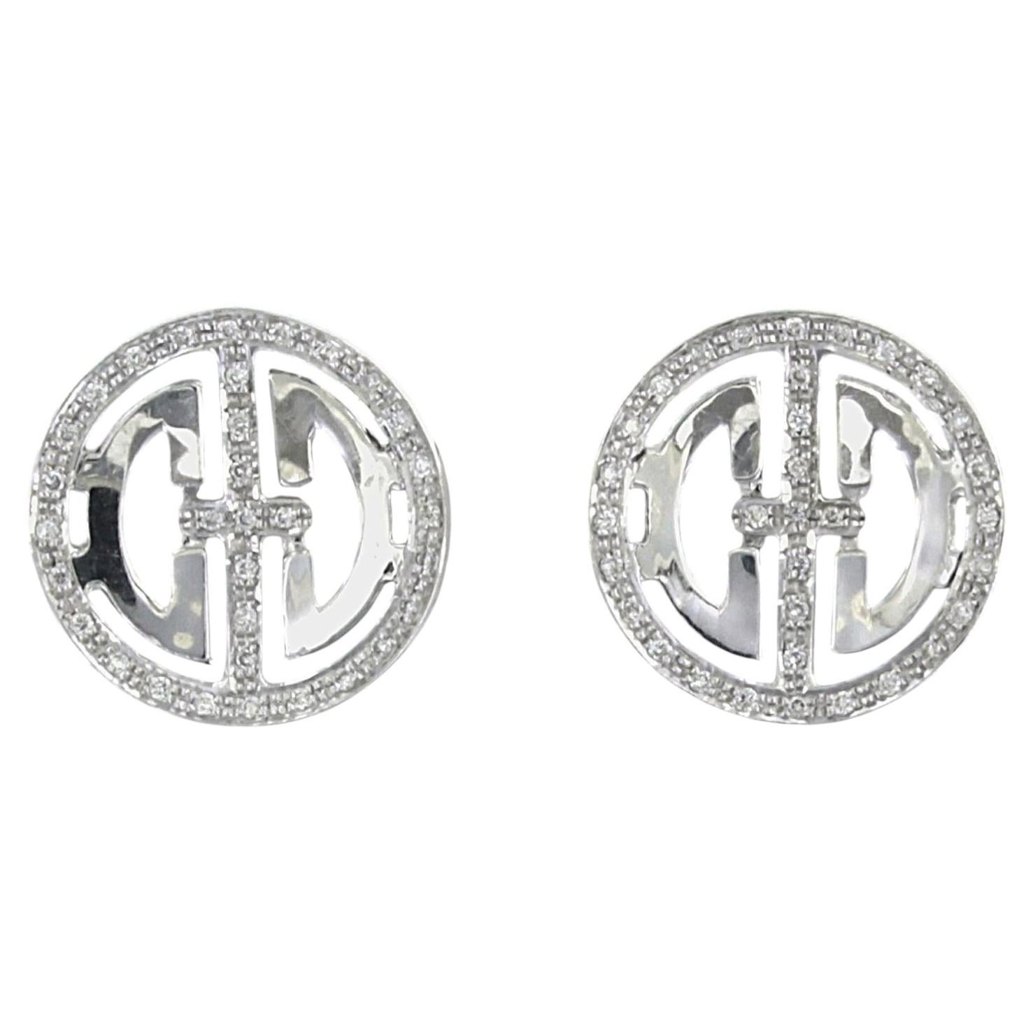 Earrings with brilliant cut diamonds up to 0.33ct 18k white gold 4.1 grams