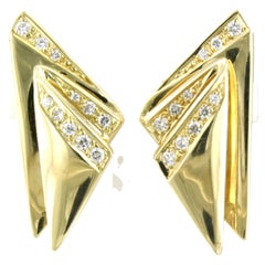 Earrings with brilliant cut diamonds up to 0.35ct 14k yellow gold 8.0 grams